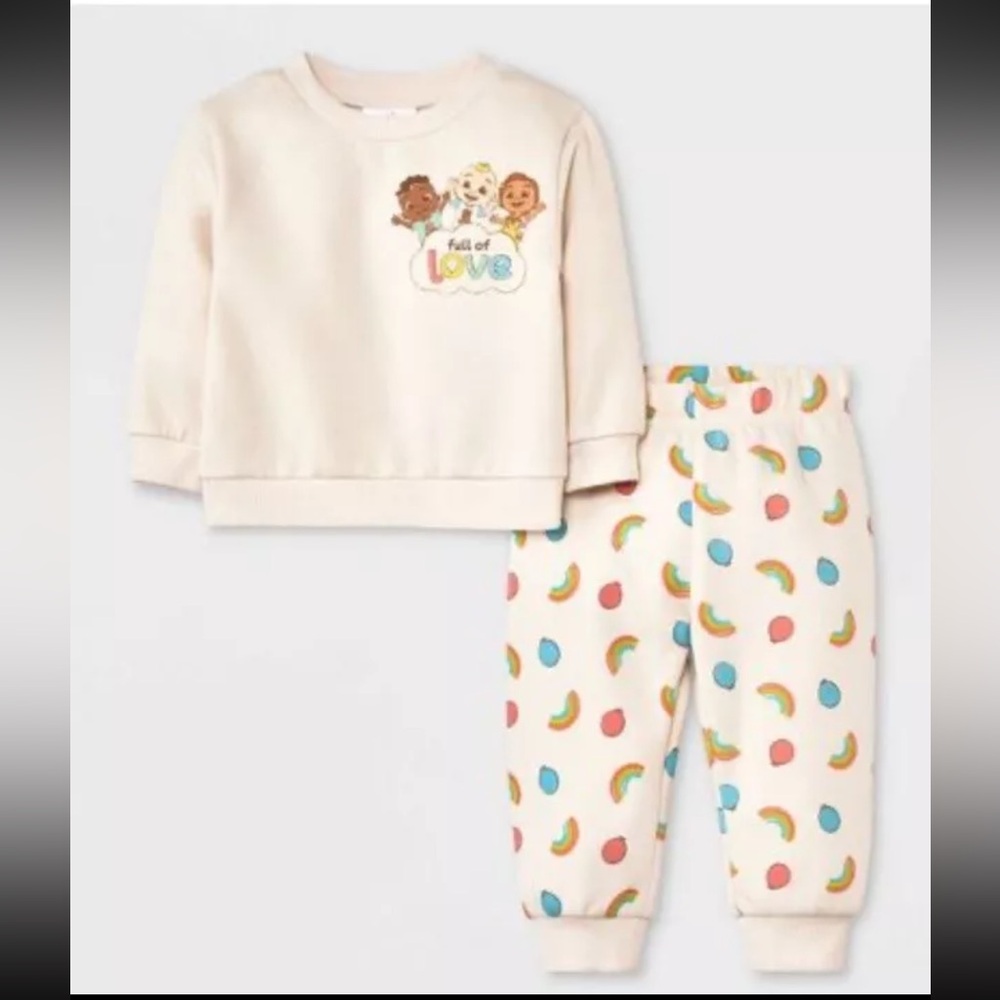 Kids Cream Matching Set with Colorful Print